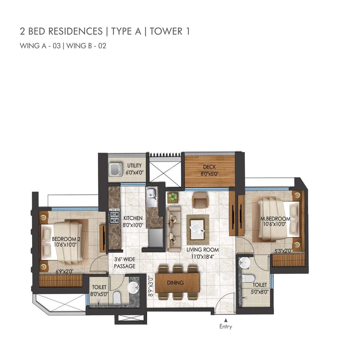 2 BHK Floor Plan